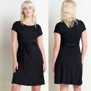 🌻NEW w/tags Toad & Co Cue Wrap Belted Tencel Organic Cotton Dress w/ Pockets S